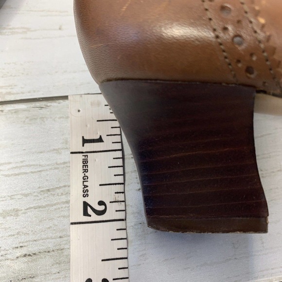 Vtg Wesley & Co Brown Leather Slip On Shoe Chunky‎ Heel Almond Toe 7.5 Brazil - Picture 9 of 9